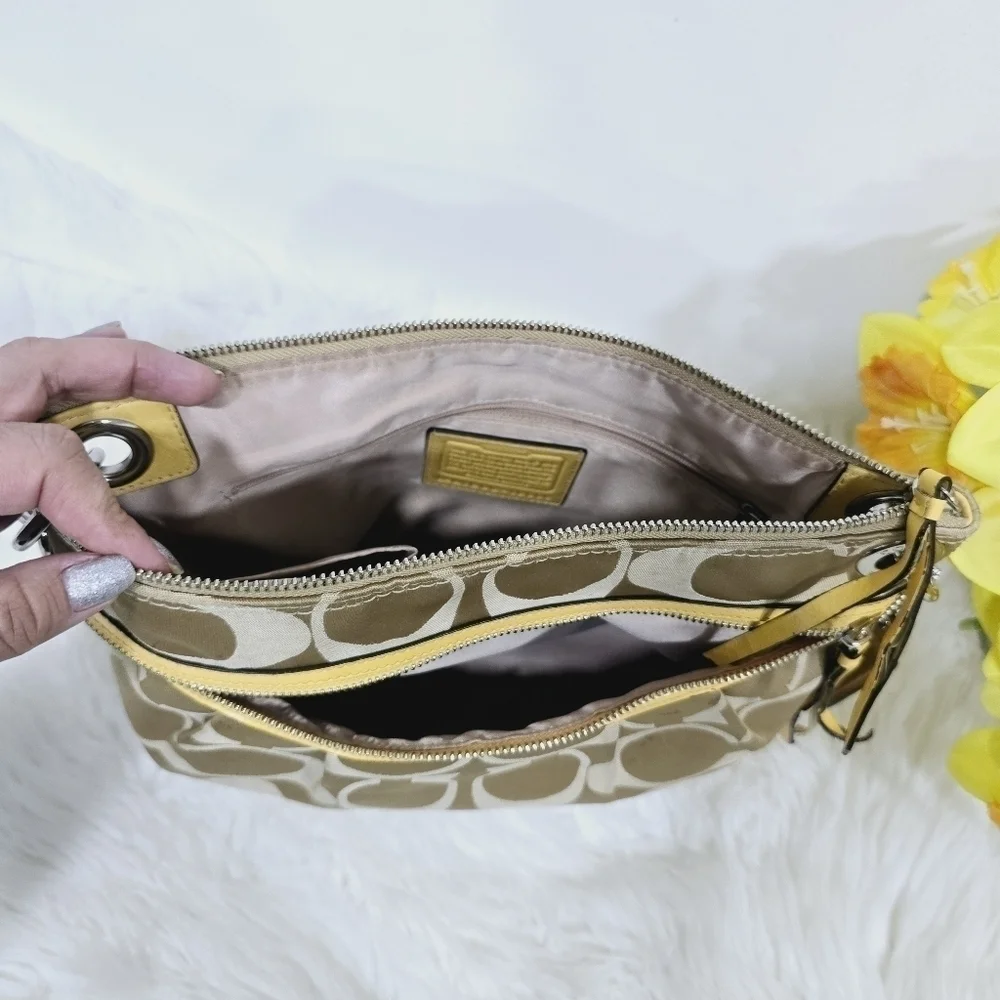 Coach yellow and tan satchel bag
